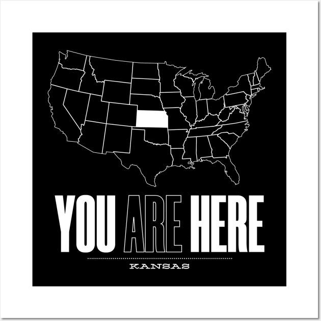 You Are Here Kansas - United States of America Travel Souvenir Wall Art by bluerockproducts